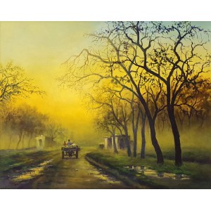 Hanif Shahzad, Autumn Evening, 27 x 36 Inch, Oil on Canvas, Cityscape Painting, AC-HNS-078